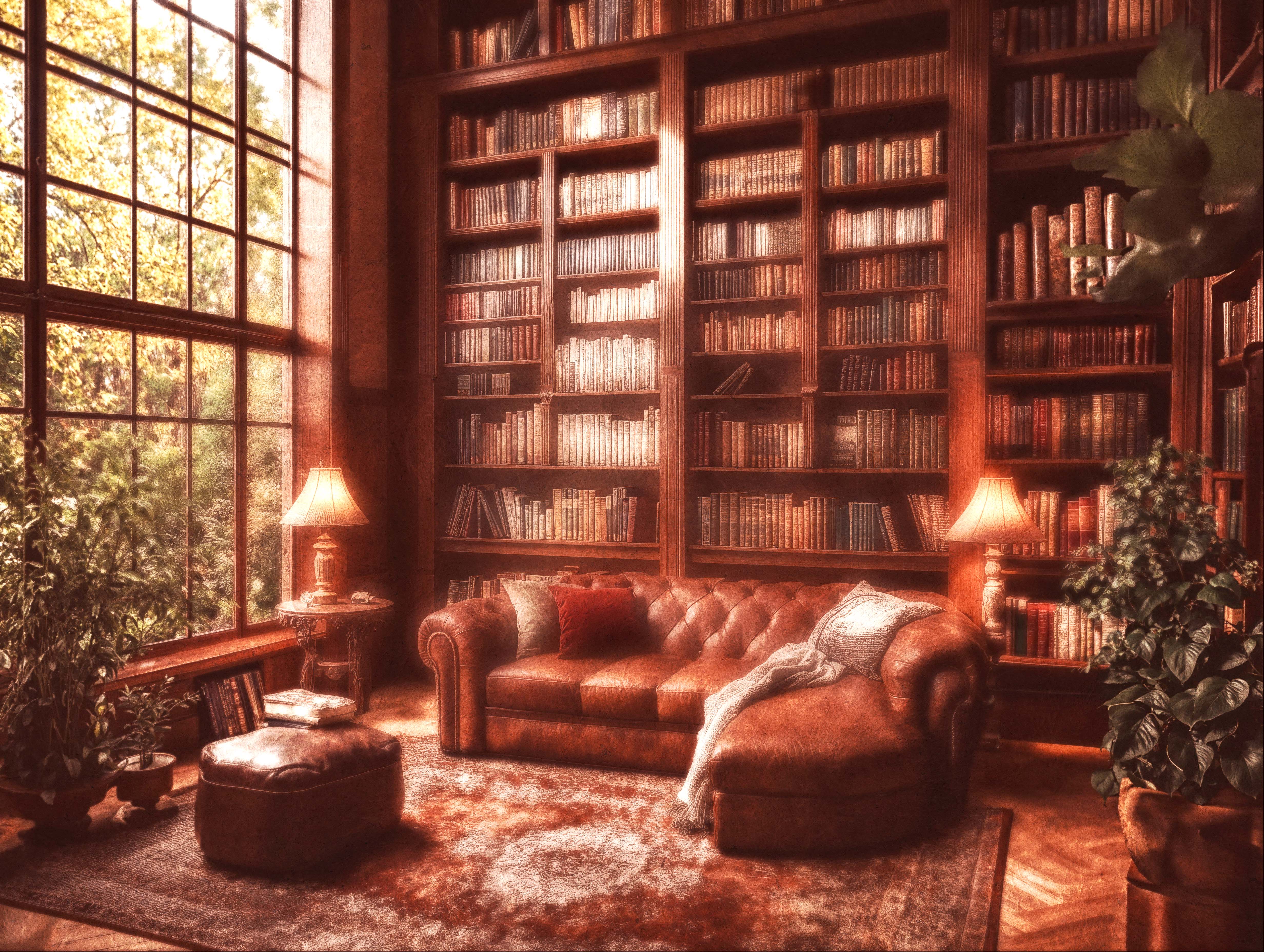 Cozy library background